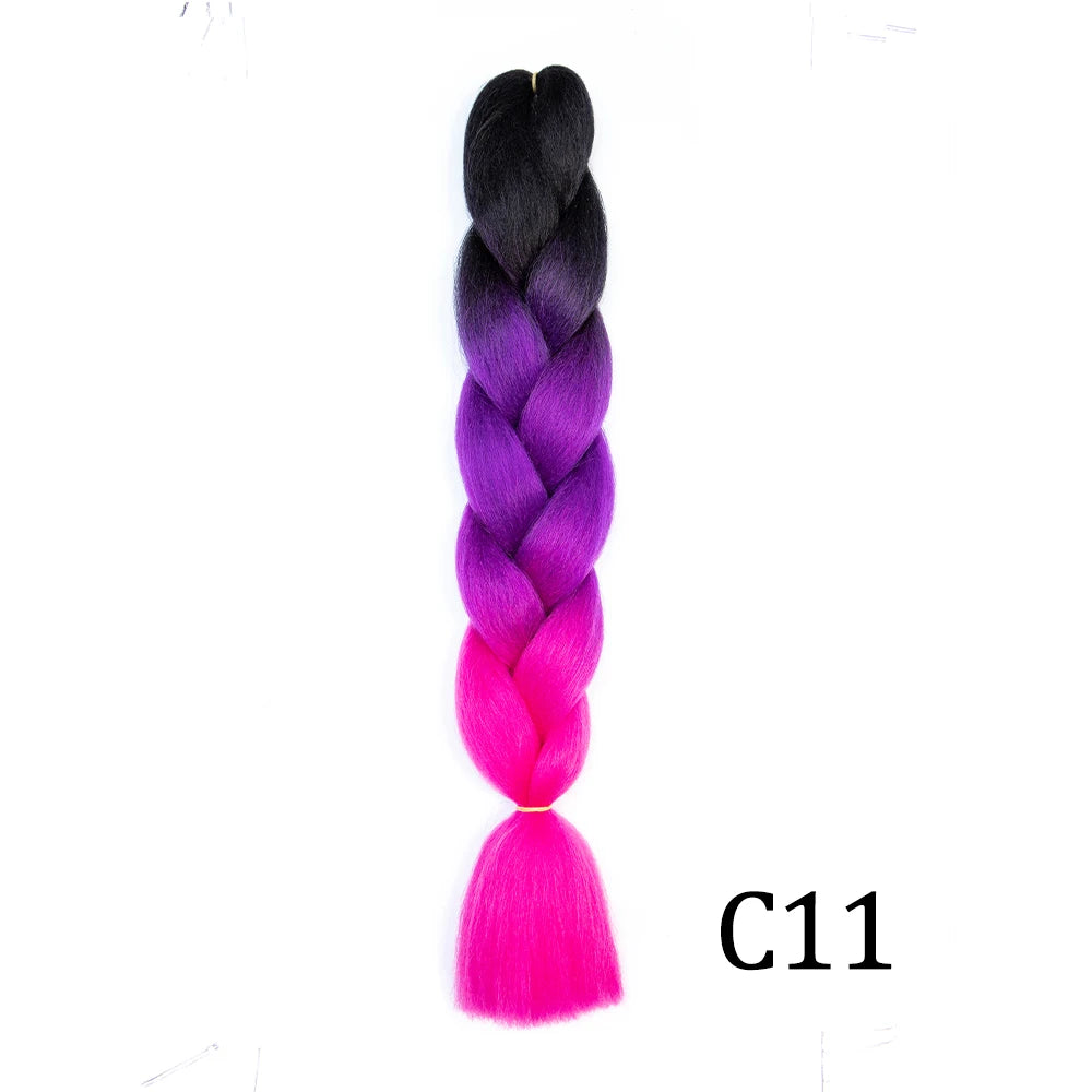 Synthetic 24Inch Long Jumbo Braids Extensions Yaki Straight Braiding Hair Afro Ombre Color Hair for Women