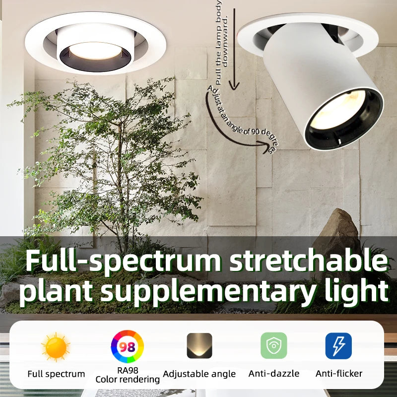 Full Spectrum Plant Fill Light Embedded Spotlight Tube Light Adjustable Angle Indoor Simulated Solar Green Plant Growth Light