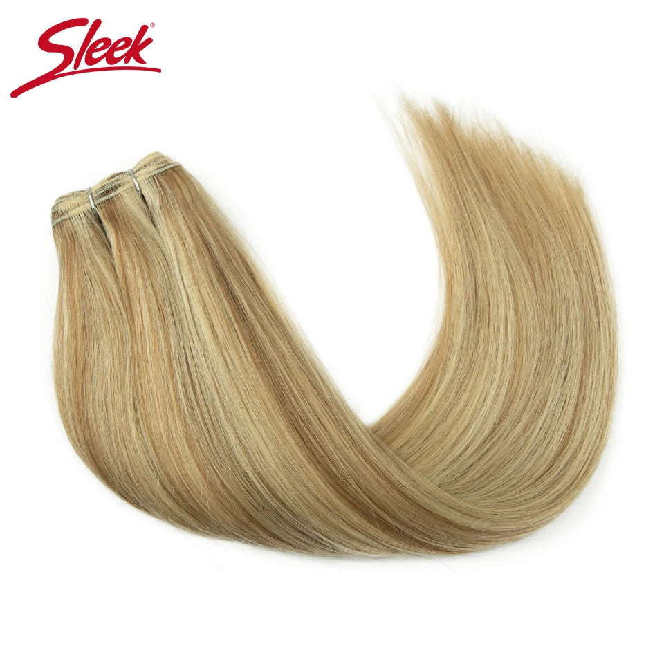 Sleek Peruvian Straight Human Hair Double Drawn Natural Human Hair Weave Bundles Natural Brown #27 #613 Remy Human Hair Bundle