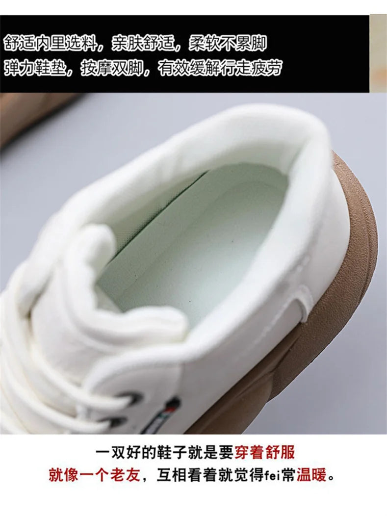 CINESSD Version of High-top Shoes for Female Students Trend of Casual Running Shoe Comfortable Lace-up Sneakers Female Shoes