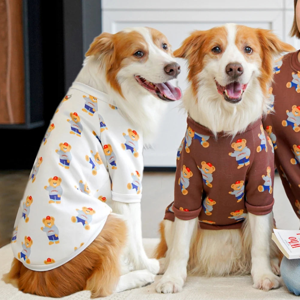 Universal 7.5-45kg Bear Patttern Pet Dog Cat T-shirt Cotton Dog Soft Breathable Clothes for French Bulldog Mediun Large Dogs