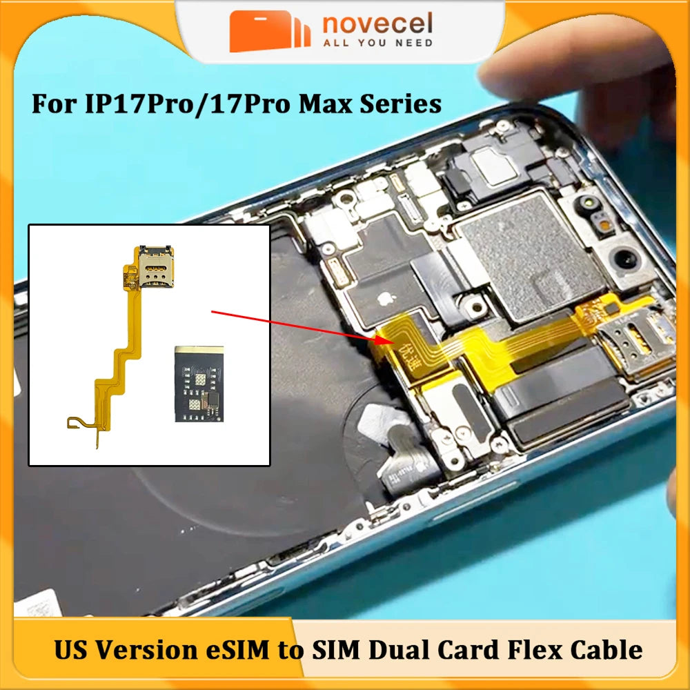 US Version For iPhone 17Pro 17 Pro Max ESIM to SIM Card Flex Cable Replacement with Built-in MEP Super Snow IC Repair Tools