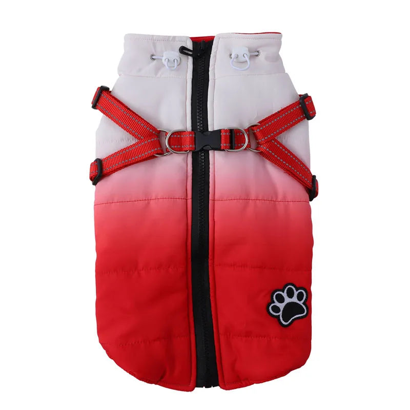 Waterproof Dog Jacket With Harness Winter Warm Pet Dog Clothes For Small Big Dogs Coat Chihuahua Clothing French Bulldog Outfits