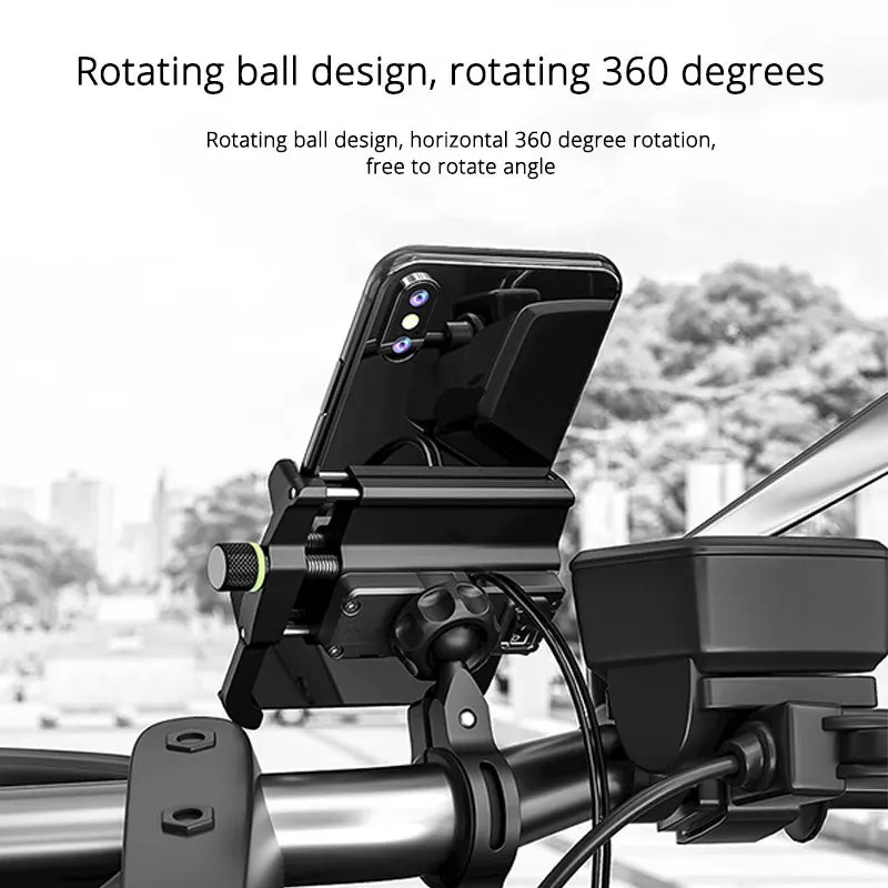 Whole Aluminium 12-24V Motorcycle Phone Holder USB Charger QC3.0 Fast Charging Mount Bicycle Handlebar Bracket for iPhone Huawei