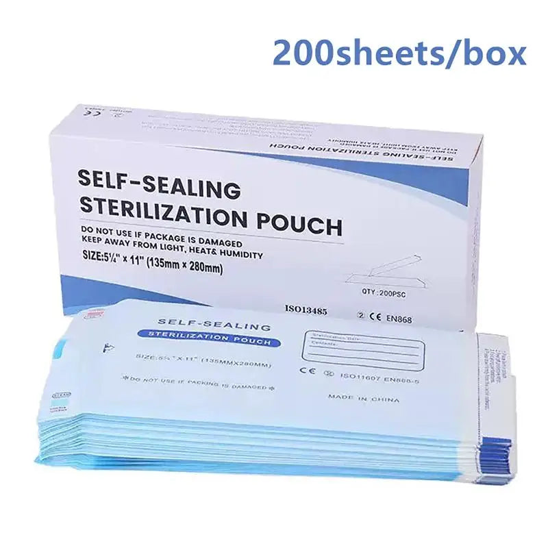 200PCS Self-Sealing Sterilizer Pouches Bags 4 Size Disposable Nail Art Disinfection Bag Tattoo Nail Dental Tool Storage Bag