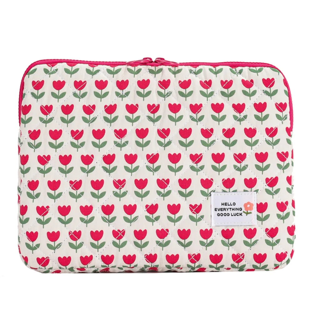 Flower Printed Laptop Sleeve Case Bag for Quilted Protective Laptop Case Computer Sleeve Clutches for 11-15 Inch Laptop Tablet