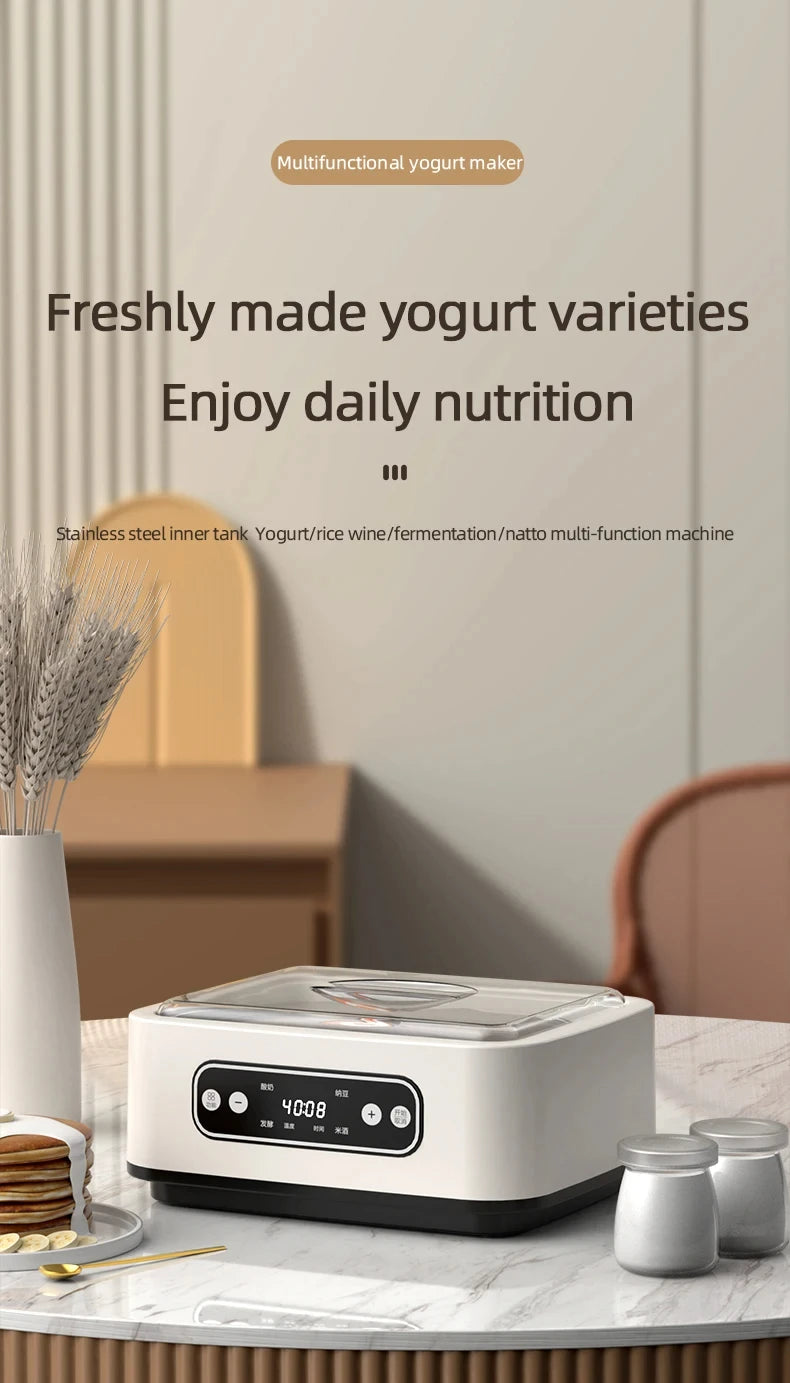1.6L Yogurt Maker Multi-functional Ice Cream Automatic Professional Adjustable Temperature Time Yogurt Maker Pudding Maker 220V