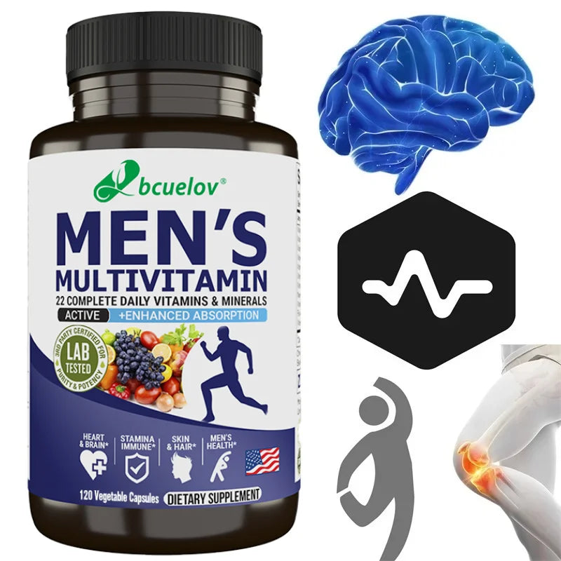 Men’s Multivitamin & Mineral Capsules, High Absorption Antioxidant Supplement for Energy, Immune, Bone, Skin & Overall Wellness