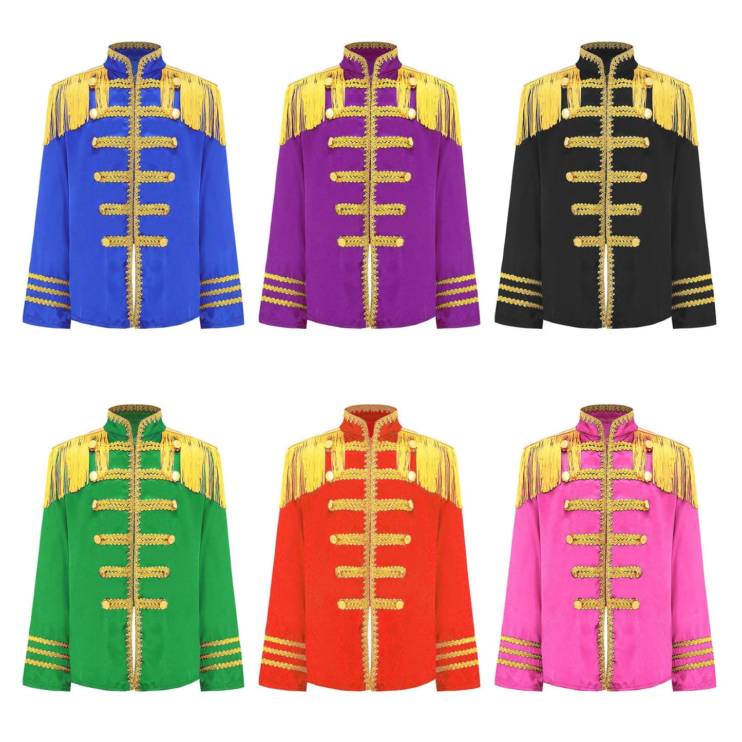 Kids Girls 60s Retro Hippie Rock Band Musician Costume Halloween Cosplay Carnival Party Circus Drummer Parade Tassel Jacket Coat