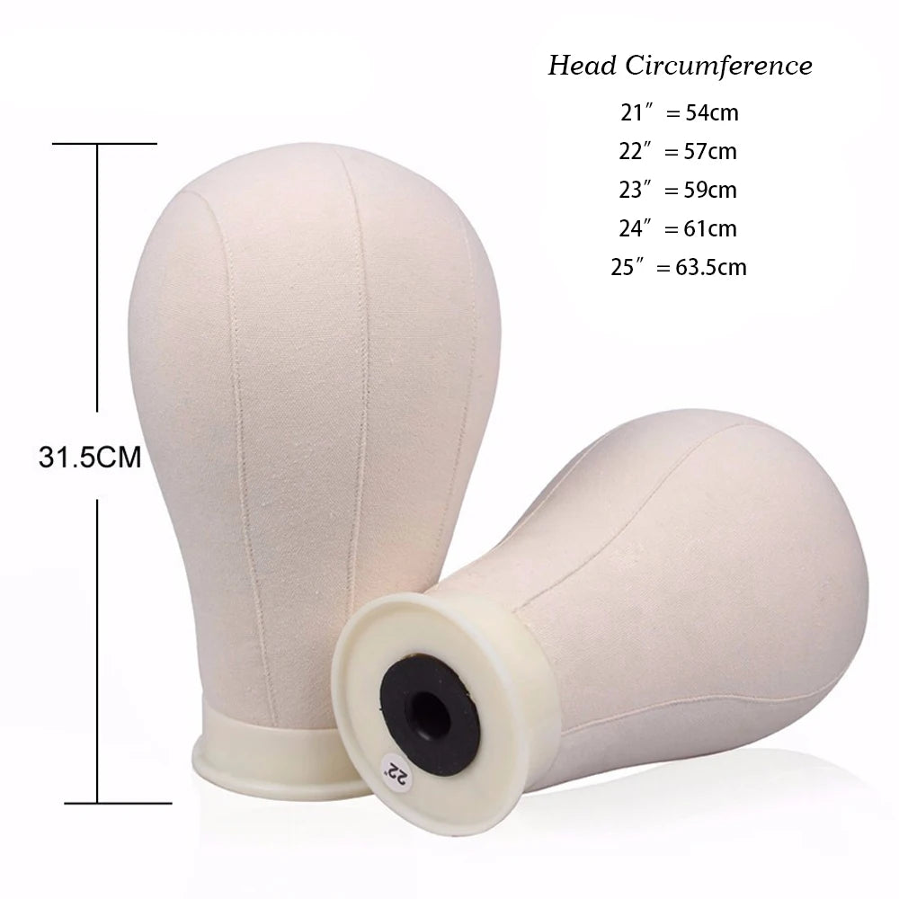 Nunify 21-25Inch Canvas Block Head Mannequin Adjustable Wig Stand Tripod With Rotatable Head Holder For Hairdressing Exhibitions