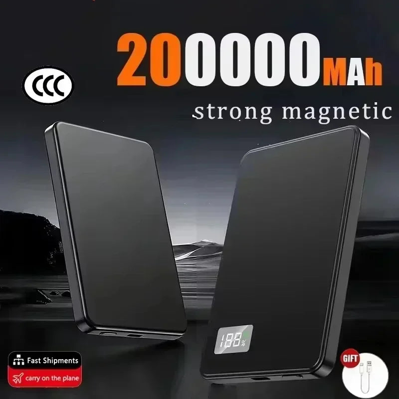 Lenovo 500000mAh CCC Certified Magnetic Ultra Thin Wireless Portable Power Bank Super Fast Charging LED Display Pack For MagSafe