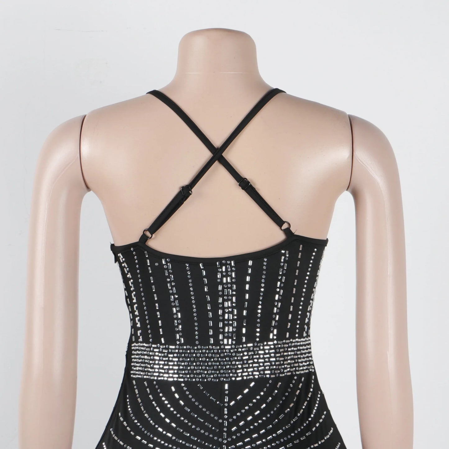 Sparkling Solid Color Hot Diamond Sheer Mesh Long Skirt, Elegant and Luxurious Spring Women's Cocktail Dress, Celebrity Clothing
