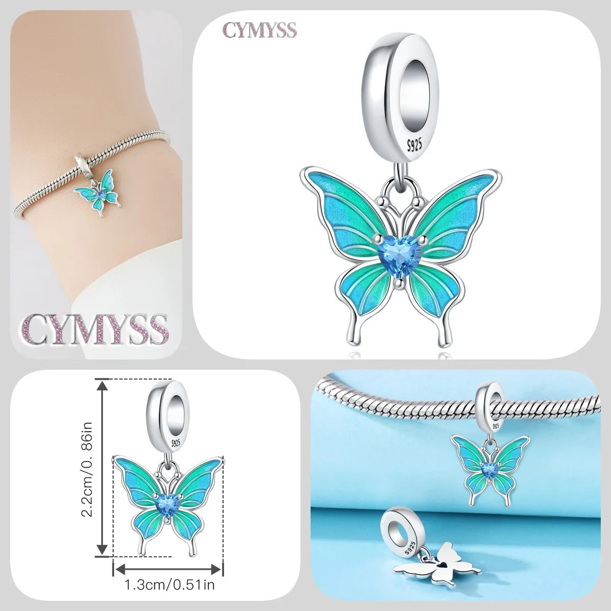 925 Sterling Silver Plated Bee Sunflower Butterfly Charm Pendant Fine Jewelry Women DIY Bracelet Necklace Birthday Party Gift