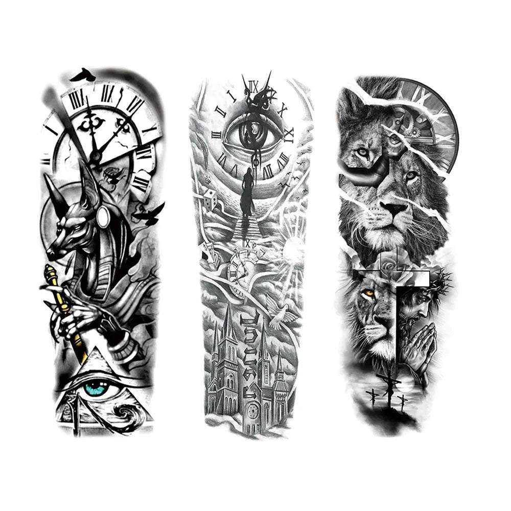 Large Arm Tattoo Stickers for Men Sleeve Waterproof Temporary Tattoo Bear Wolf Tiger Animal Fake Tattoo for Women Body Decor