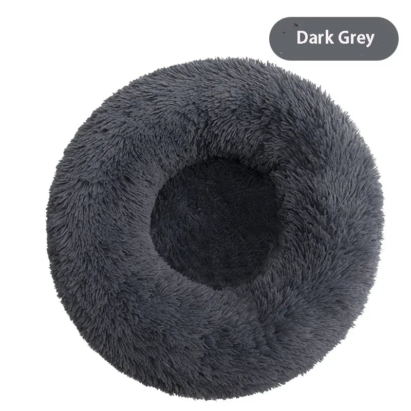 Round Dog Bed Long Plush Pet Kennel Washable Cat House Soft Cotton Mats Sofa For Small Large Dog Chihuahua Dog Basket Pet Bed