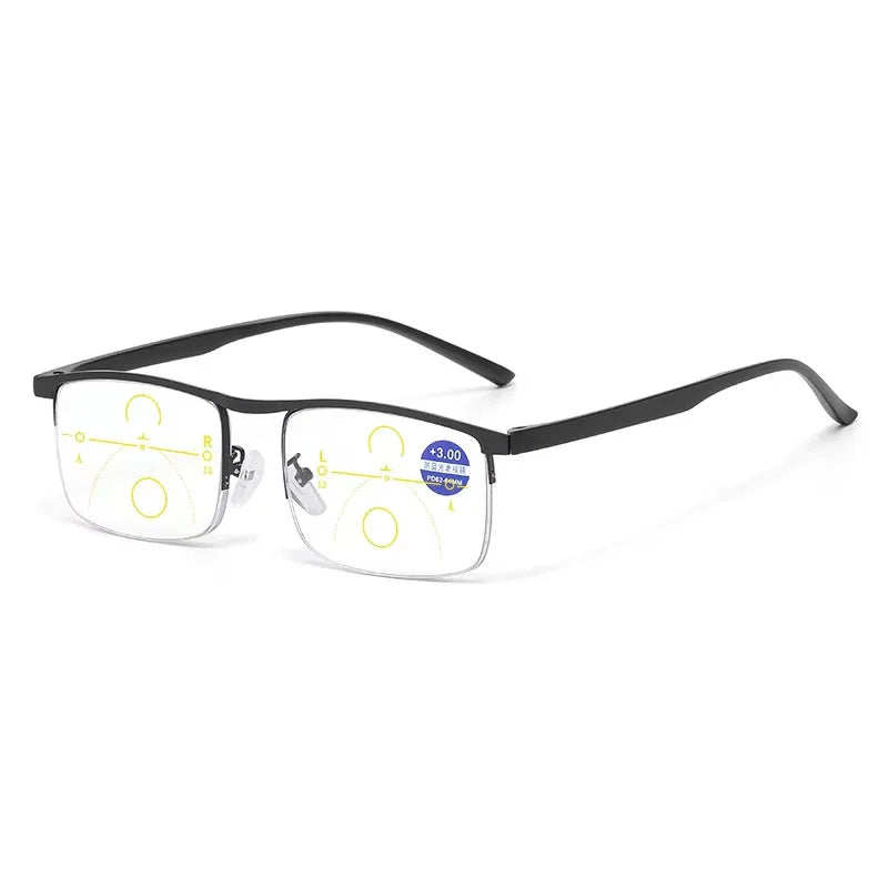 Auto Zoom Progressive Multifocal Reading Glasses, Near & Far Vision Presbyopic Eyewear, Anti-Blue Light Glasses