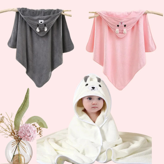 Coral Fleece Baby Bath Towels Soft Newborn Hooded Towel Blanket Cute Toddler Bathrobe Warm Sleeping Swaddle Wrap for Boys Girls