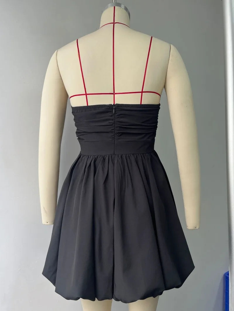 2025 Luxurious Women Hepburn Corset Party Dress Elegant Off Shoulder Folds Gala Celebrity Mini Dress Sexy Cocktail Dress Gown