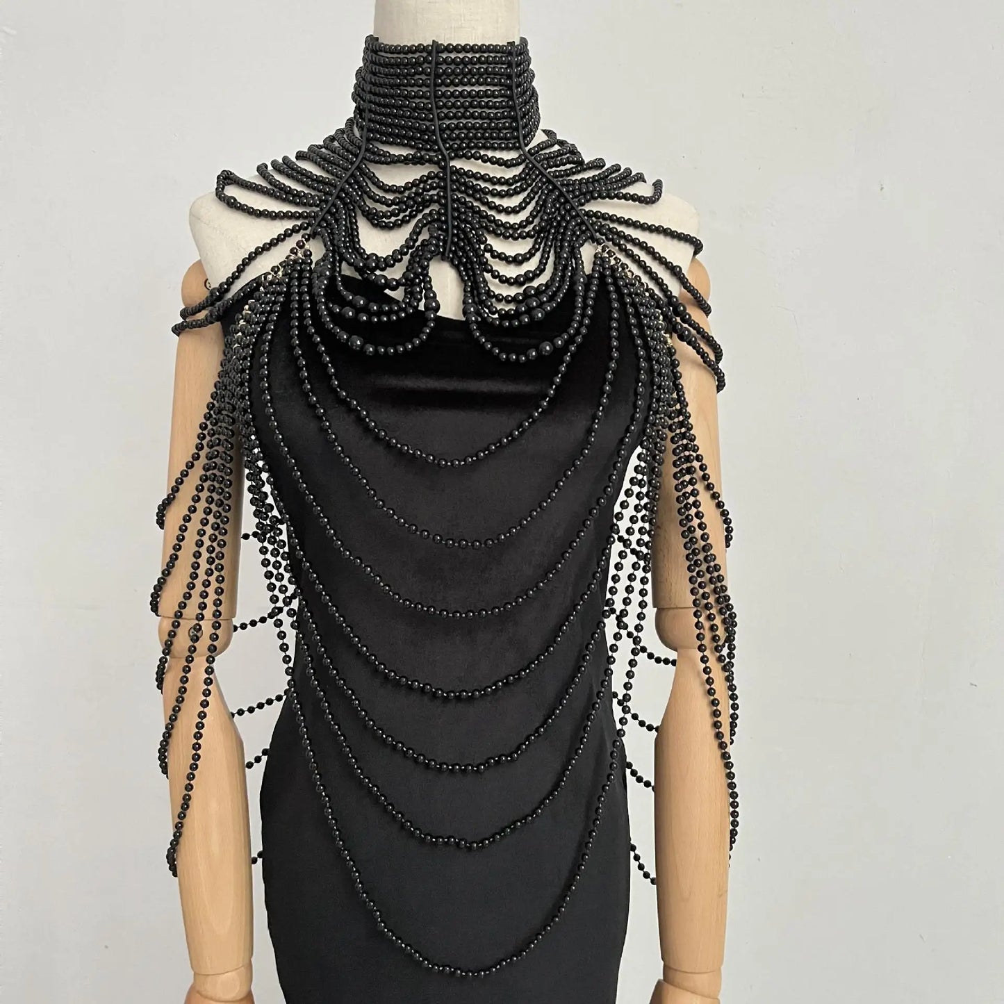 Luxury Women Pearls Choker Necklace Bride Wedding Gown Cape Multi-layers Pearls Beaded Wide Body Chain Collar Necklace Jewelry