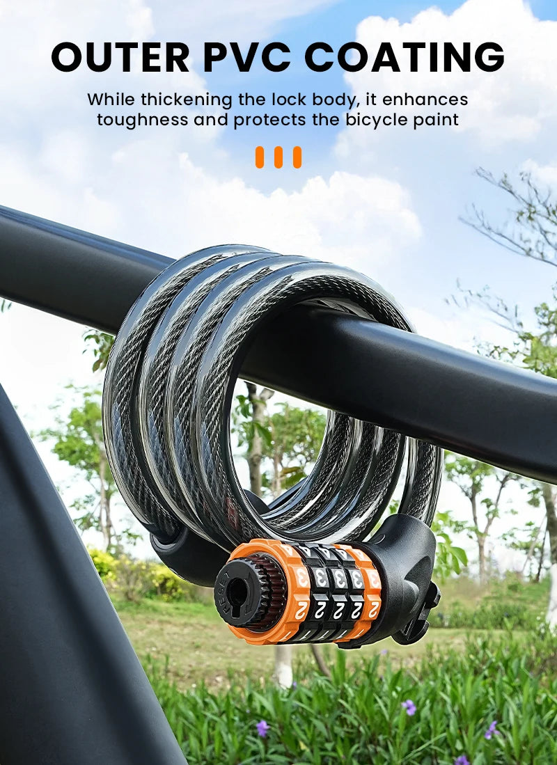 BUCKLOS 5 Digit Anti-theft Bike Password Lock Bicycle Cable Lock Steel Cable Motorcycles Locks 1.2M Zinc Alloy E-Bike Locks