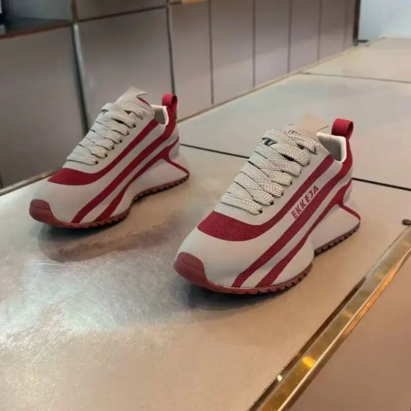 Chunky Sneakers Men Designer Soft Sole Sport Shoes Fashion Casual Leather Fabric Mesh Breathable Height Increased Platform Shoes