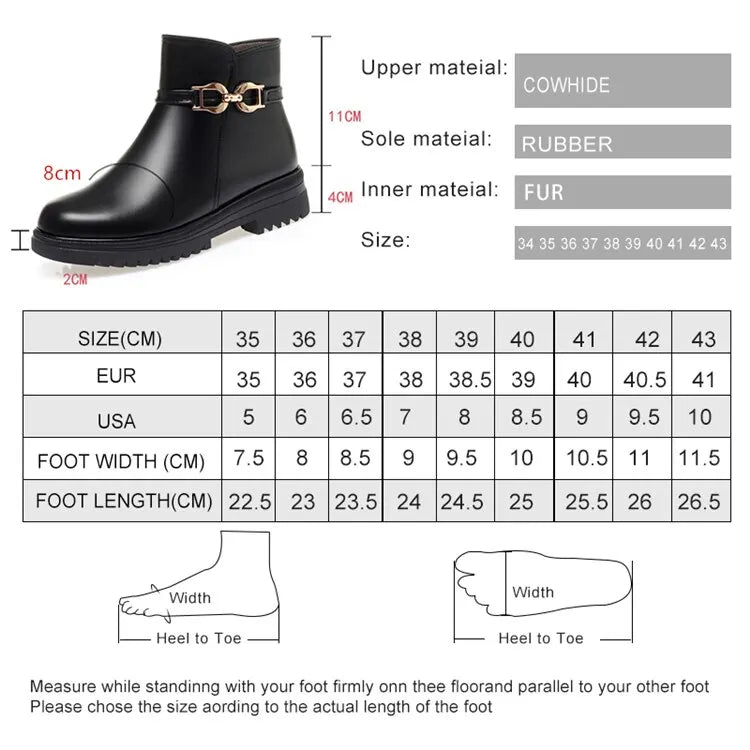 AIYUQI  Women's Winter Shoes Boots Non-slip Large Size 41 42 43 Women's Snow Boots Genuine Leather Warm Wool Mother Boots Women