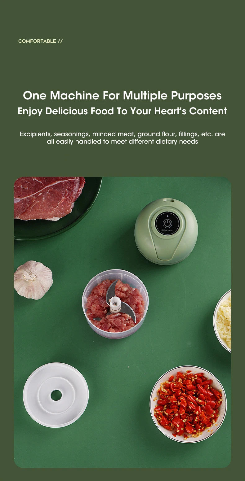 Electric Mini Garlic Masher Portable Multi Function Vegetable Meat Grinder Chopper USB Charging