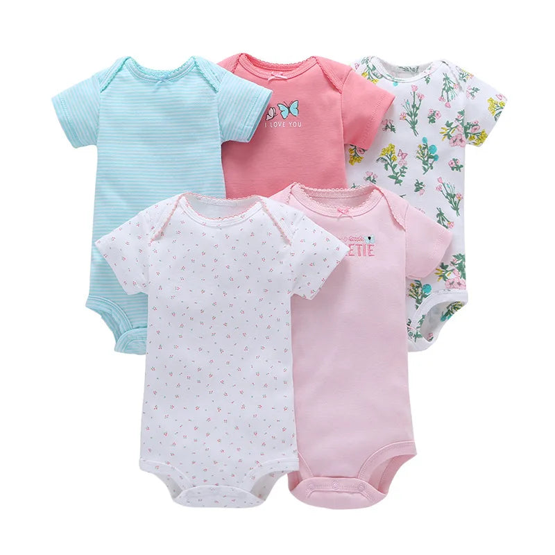 5 Pairs Newborn Baby Bodysuit Short Sleeve Infant Jumpsuit Short Sleeve Cotton Overalls Newborn Infant Jumpsuit  Kids Baby Roup