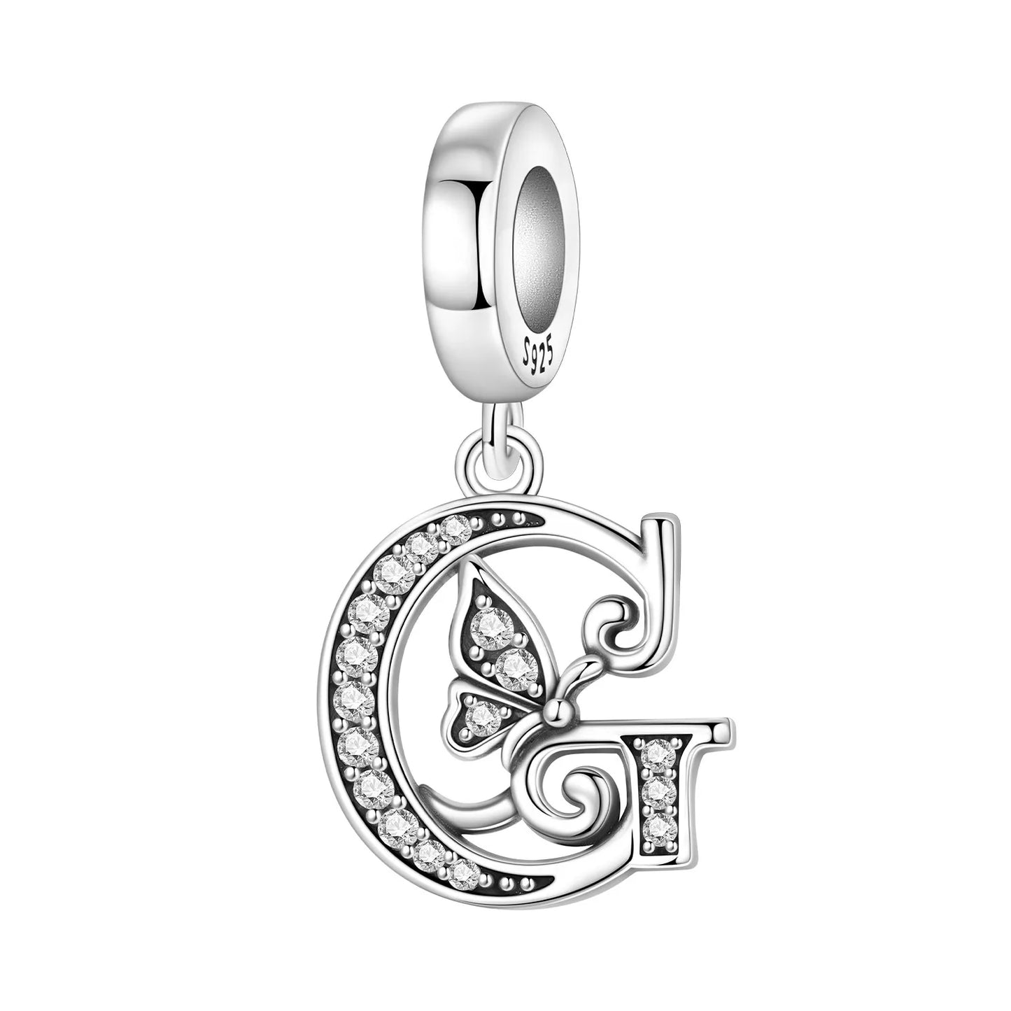 2026 New 925 Sterling Silver Zircon Scroll Grass Pattern 26 Letter Bead Charms for Women Fit DIY Bracelet Necklace Jewelry Gift