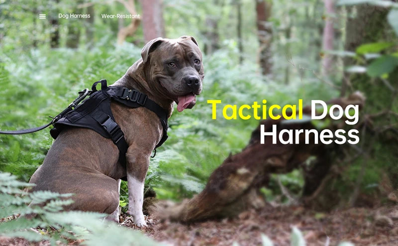 Tactical Dog Harness, Adjustable No-Pull Handle Service Vest Heavy Duty Pet Large Breed,  Dog Vest for Training Hunting Walking