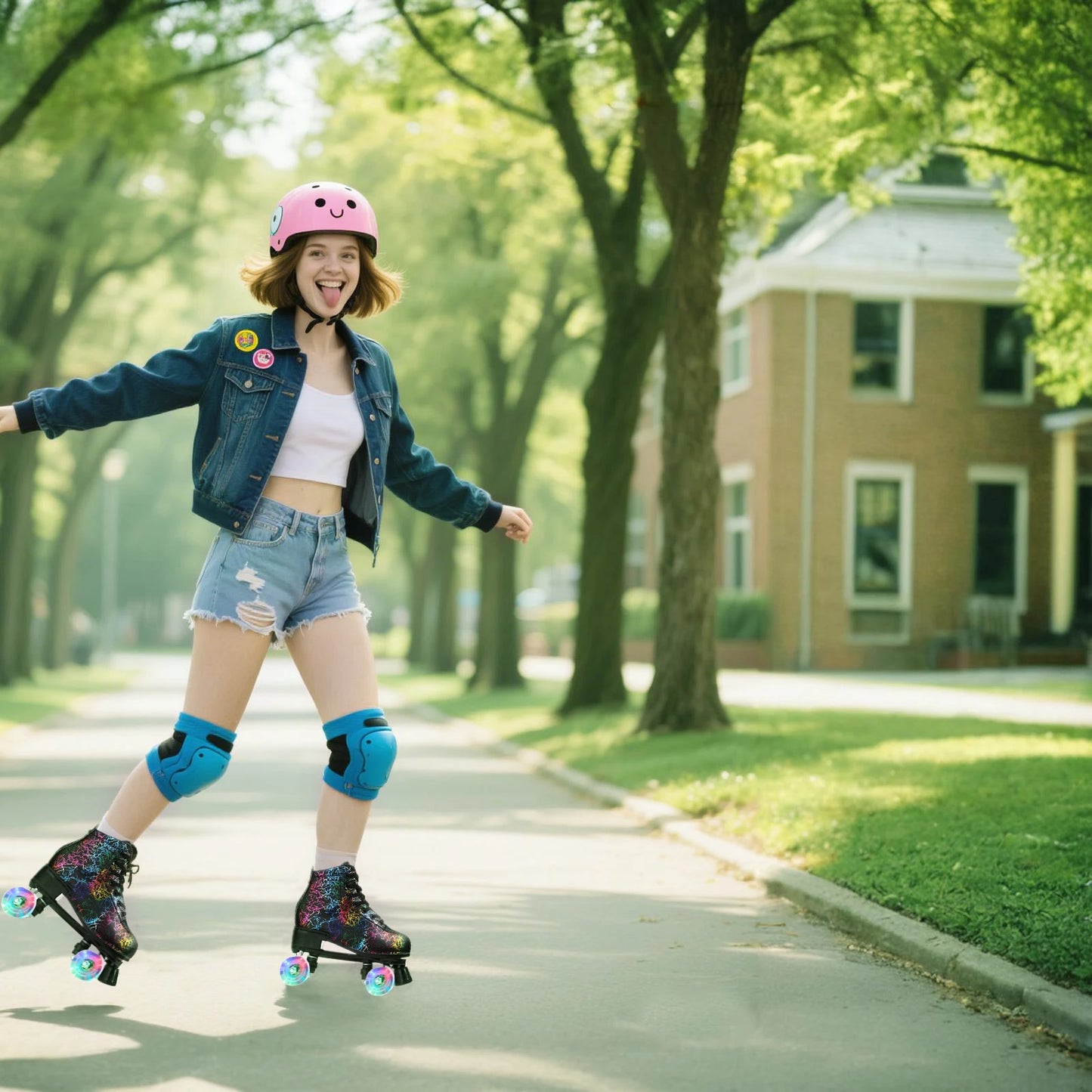 Flashing Quad Roller Skates Adult Flashing 4 Wheels Skates For Women Men Outdoor Sports Ice Skating Rink Quad Sneakers