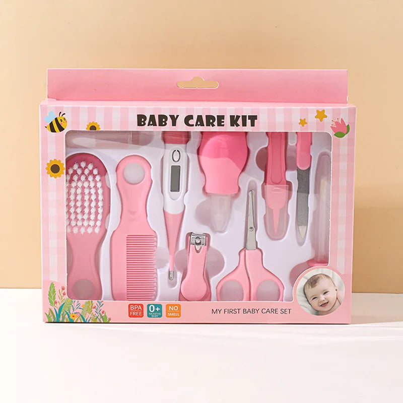 Baby Care Set Baby Nail Clipper Toothbrush Care Tool Comb Brush Organiser 9 Piece Set