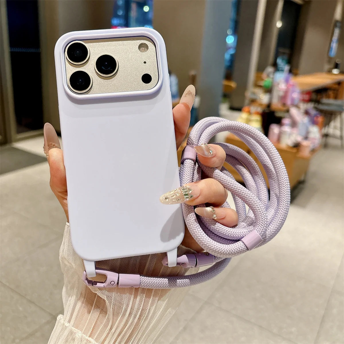 Silicone Phone Case for IPhone 17 Air 16 16E 15 14 Plus 11 13 12 Mini Pro Max Crossbody Lanyard Candy Color Soft TPU Back Cover