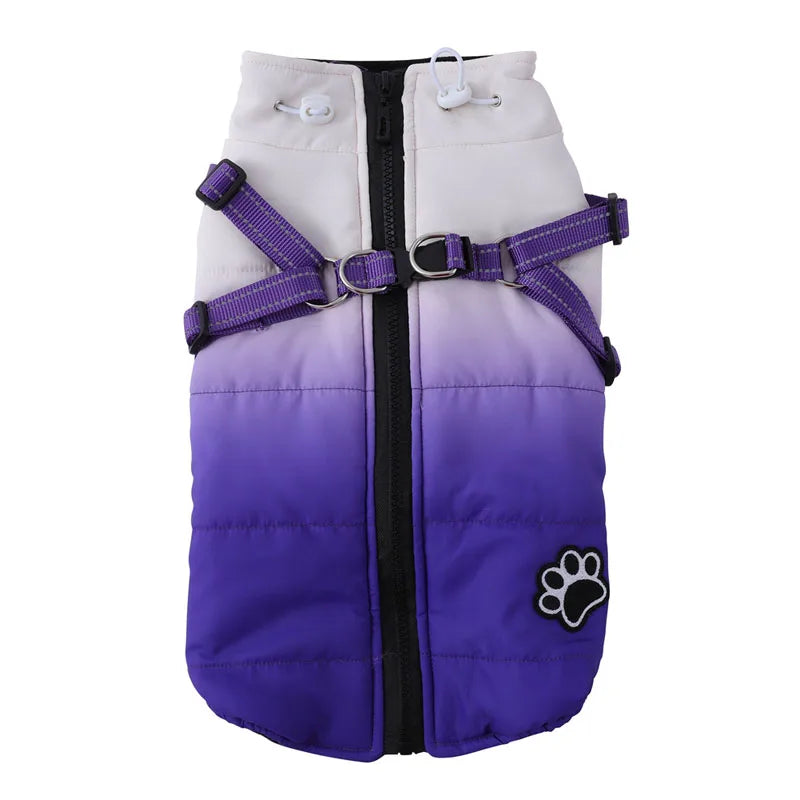 Waterproof Dog Jacket With Harness Winter Warm Pet Dog Clothes For Small Big Dogs Coat Chihuahua Clothing French Bulldog Outfits