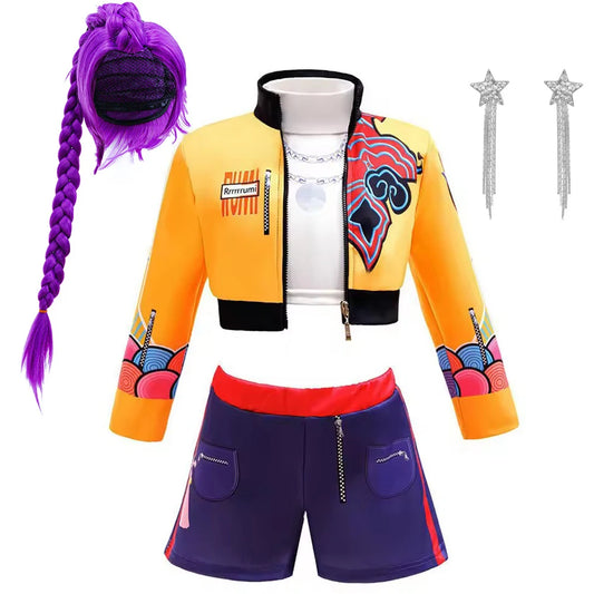 Halloween Role Playing Costumes Girl Singer Costume Kids For Girls Stage Performance Birthday Party 3PCS Jacket Shorts Set