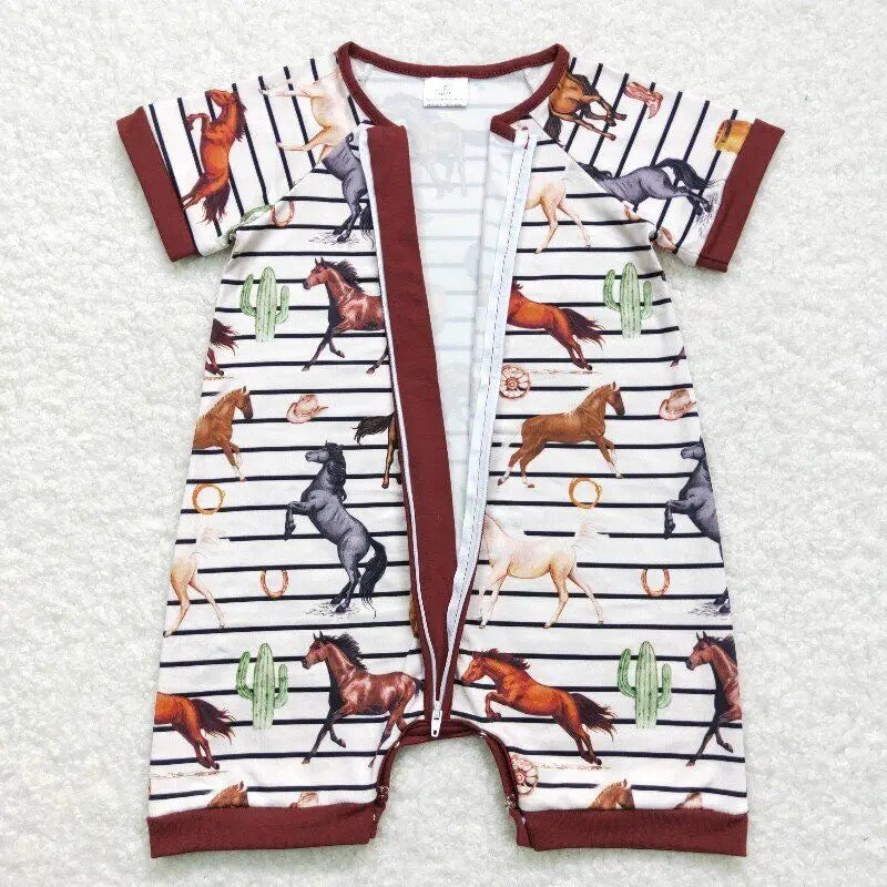 4.14y NEW stock baby girls summer romper wholesale boutique embroidery pattern floral flowers purple flying sleeves onesie