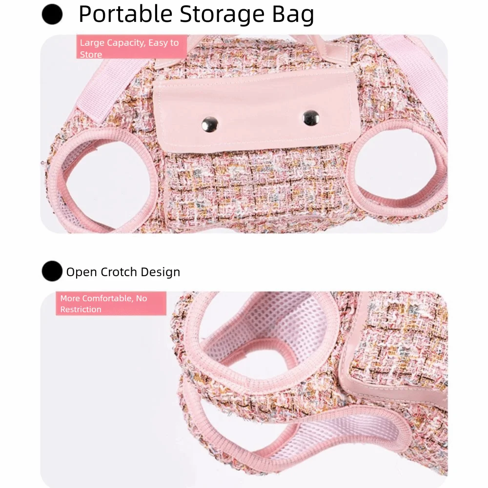 Stylish Dog Horizontal Backpack with Leash Handle Elegant Pet Traction Backpack Breathable Edge-wrapped Cat Carrier Bag