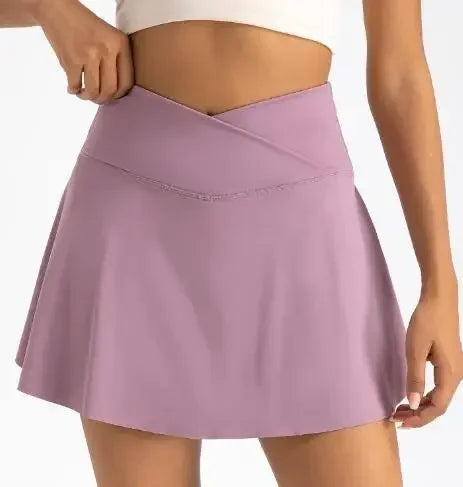 Sexy Gym Tennis Skirt Woman Summer Skinny Stretch Activewear Running Pockets Skirt Compression High Waist Shorts 2024
