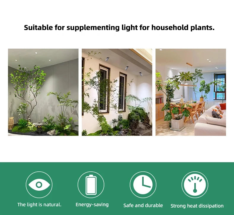 Full Spectrum Plant Fill Light Embedded Spotlight Tube Light Adjustable Angle Indoor Simulated Solar Green Plant Growth Light
