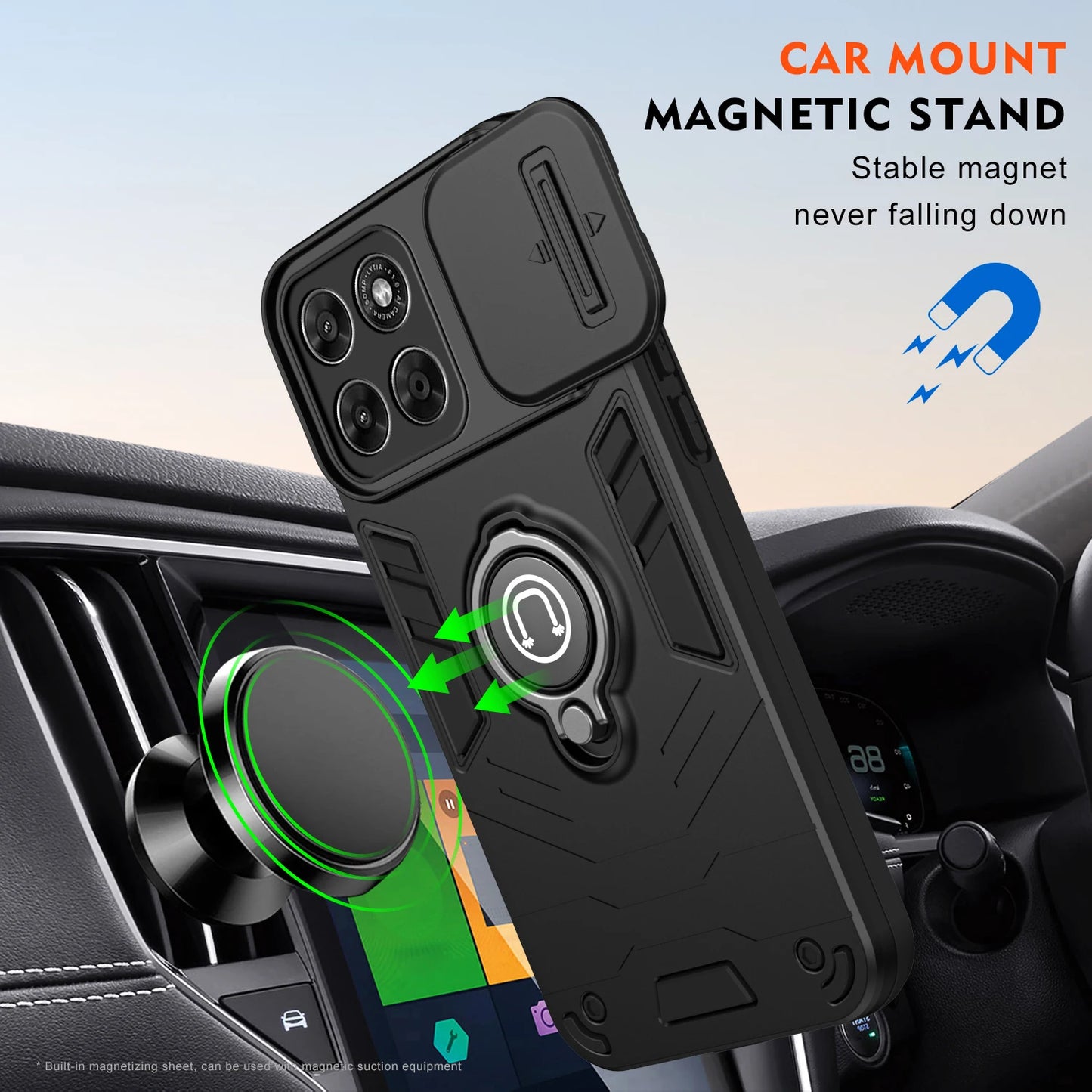 Sliding Window Metal Finger Holder Case for Motorola Moto G67 G77 G86 G56 G17 Power Shockproof Armour Camera Protection Cover