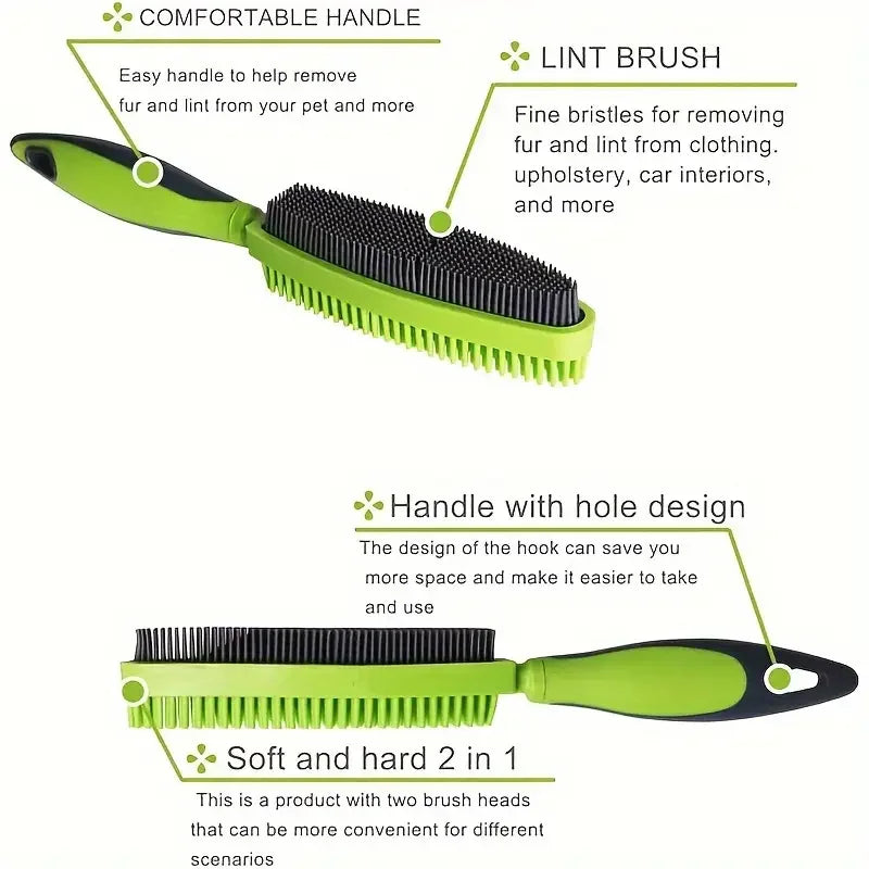 Silicone Pet Hair Brush with Massage - Dog Cat Grooming Tool, Easy Clean for Clothes Car Furniture