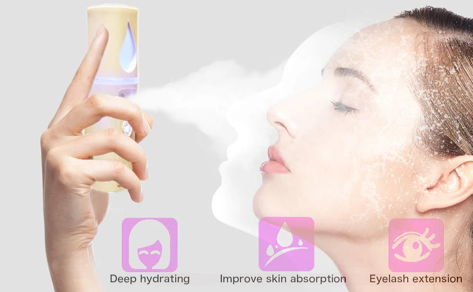 Nano Facial Steamer Mist Spray Eyelash Extensions Cleaning Pores Water SPA Moisturizing Hydrating Face Sprayer USB Rechargeable