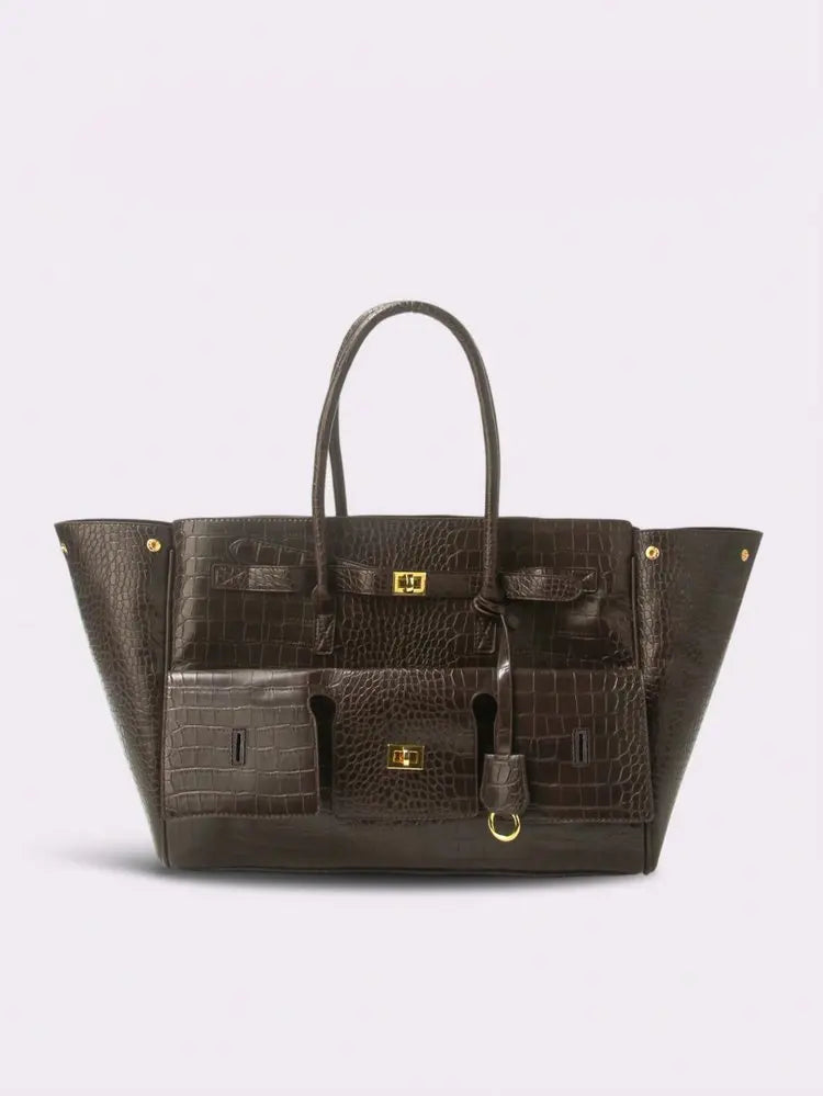 Luxury Leather Diaper Bag For Women Minimalist Design Handbag Elegant Classic Commuter Large Capacity Bag