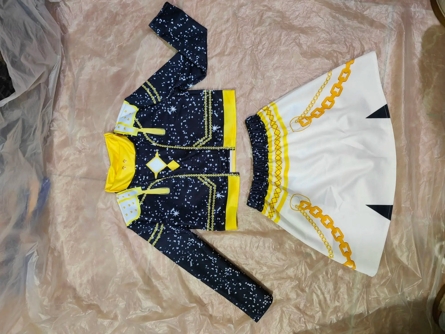 Cool Girl Cosplay Golden Costume Kids 3D Print Idol Group Singing Stage Performance Costume Child Halloween Party Clothes Suit