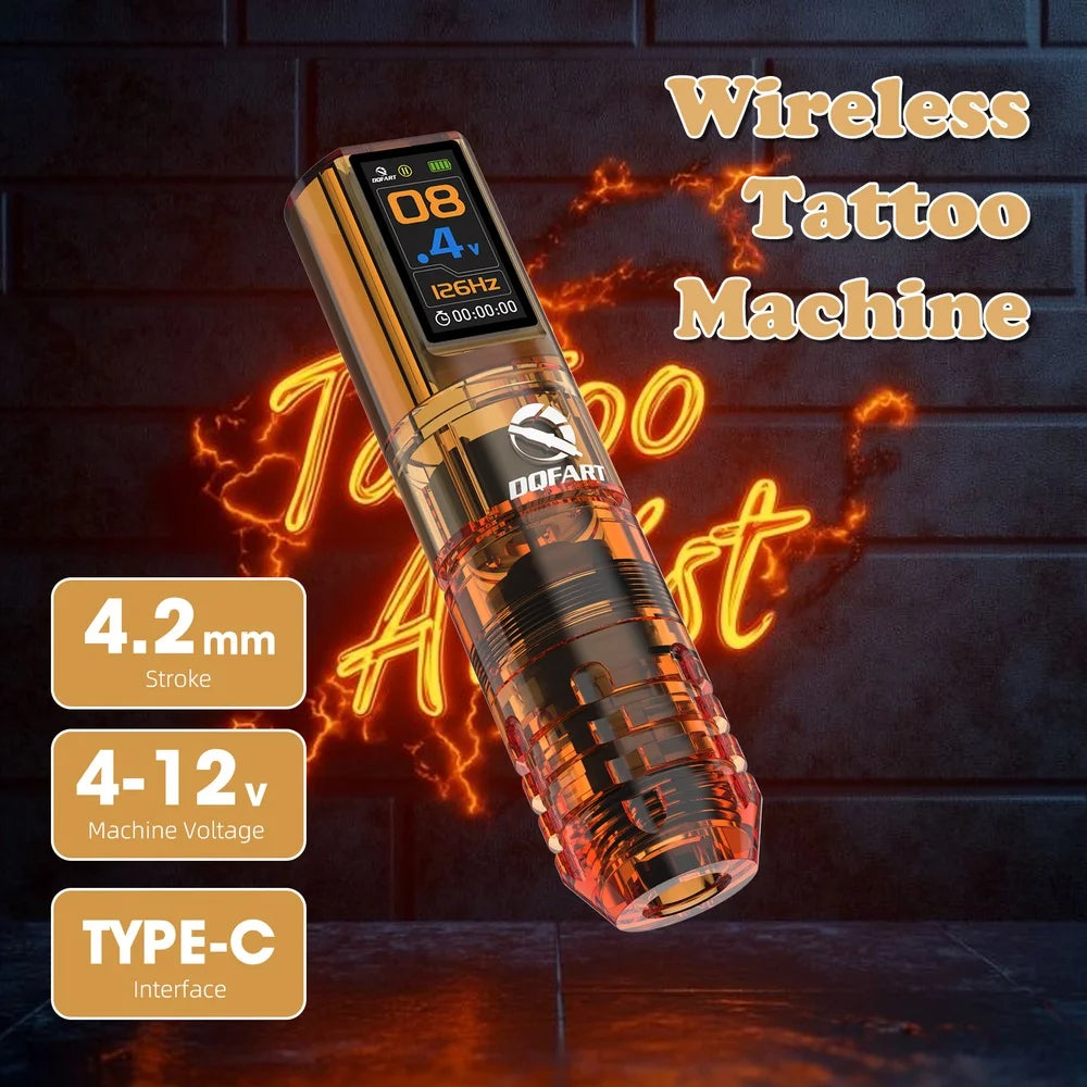 DQFART Hot Poseidon Wireless Tattoo Machine Pen 3Styles 6Colors 1600mAh Safe Professional Artists Creative Designs Beginner