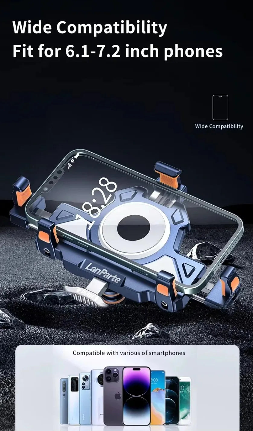 Motorbike Bicycle Bike Stand Metal Shockproof Motorcycle Phone Holder 4 Vibration Dampener 15W Wireless Charger Fast Charging