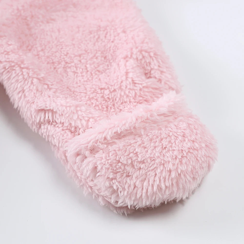 0-12months Baby Winter Clothes Newborn Rompers Infant Polar Fleece Jumpsuit Baby Boys Girl Zipper Cute Bear Romper