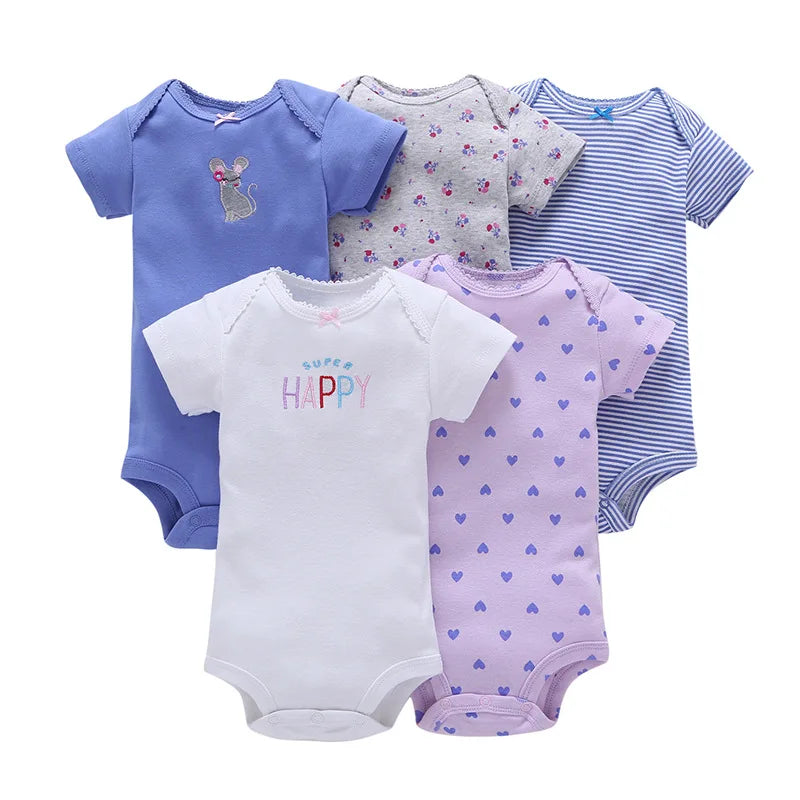 5 Pairs Newborn Baby Bodysuit Short Sleeve Infant Jumpsuit Short Sleeve Cotton Overalls Newborn Infant Jumpsuit  Kids Baby Roup