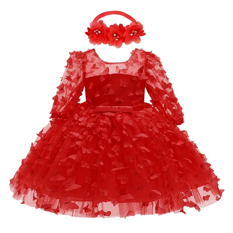 2025 New 3-24 Months Newborn Dress Flowers Mesh Fashion Party Little Princess Baby Dress Christmas Birthday Gift Kids Clothes