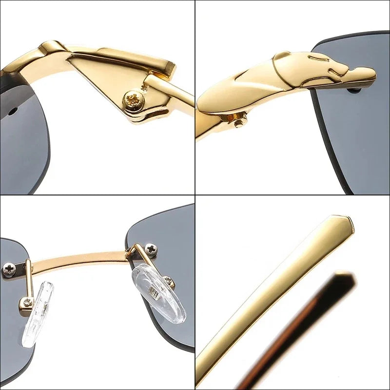 Fashion Vintage Rimless Square Sunglasses Women Men Luxury Brand Designer Popular Travel Driving Metal Small Sun Glasses
